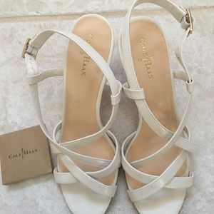 Cole Haan Bartlett Heeled Leather Sandal Ivory